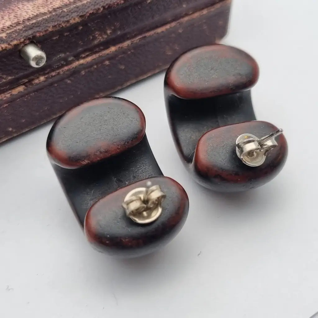Pendientes de medio aro voluminosos con aspecto madera pendientes vintage