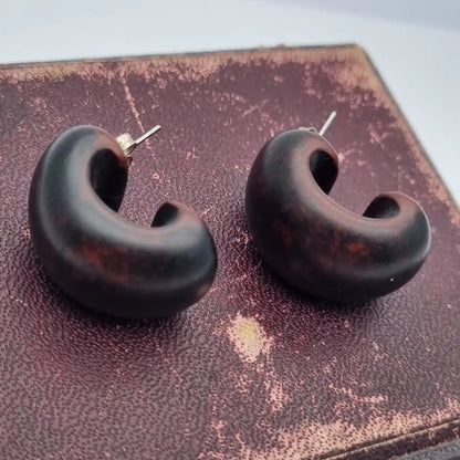 Pendientes de medio aro voluminosos con aspecto madera pendientes vintage