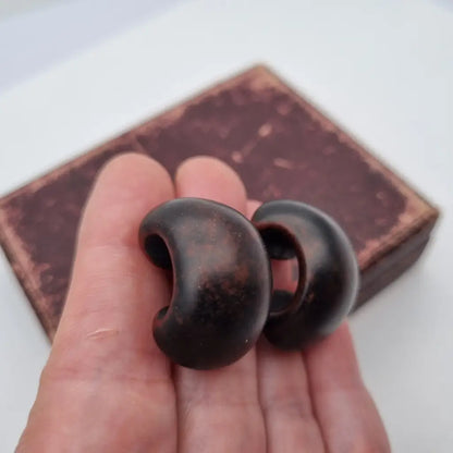 Pendientes de medio aro voluminosos con aspecto madera pendientes vintage