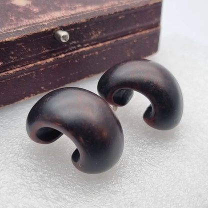 Pendientes de medio aro voluminosos con aspecto madera pendientes vintage