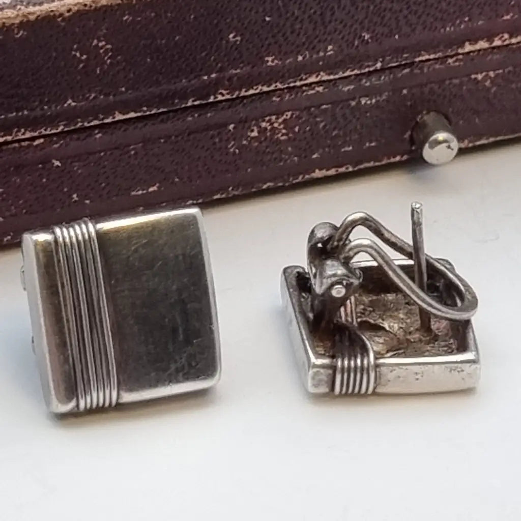 Pendientes de plata cuadrados pendientes hilo vintage