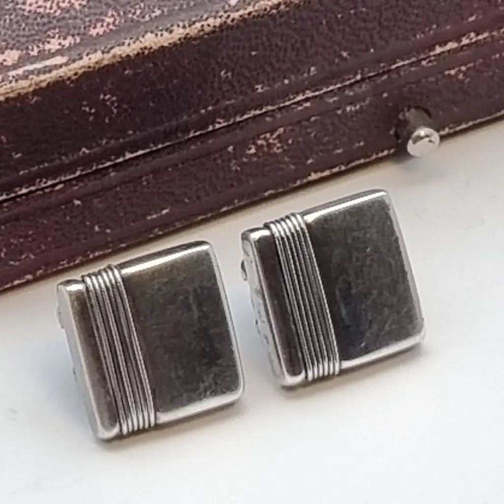 Pendientes de plata cuadrados pendientes hilo vintage