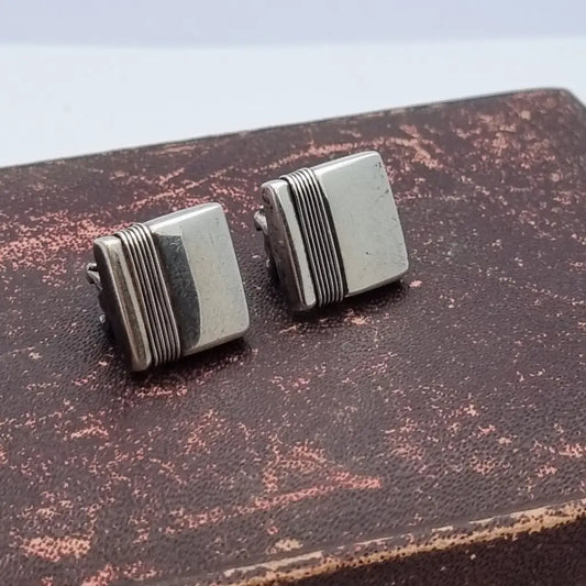 Pendientes de plata cuadrados pendientes hilo vintage