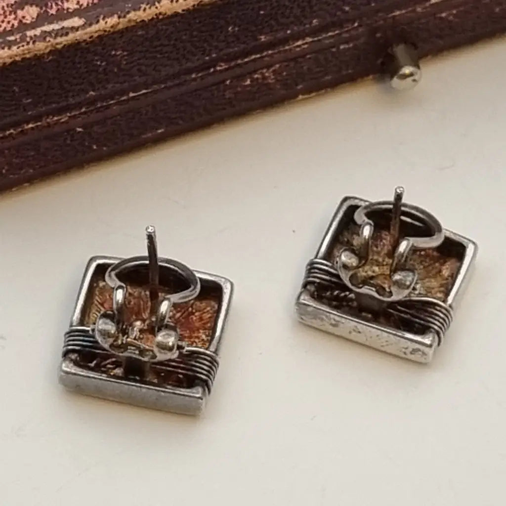Pendientes de plata cuadrados pendientes hilo vintage