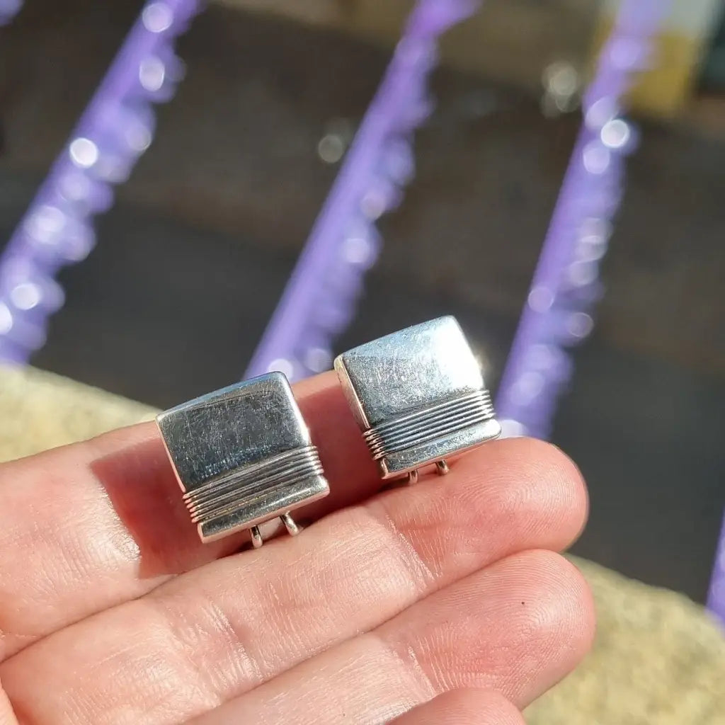 Pendientes de plata cuadrados pendientes hilo vintage