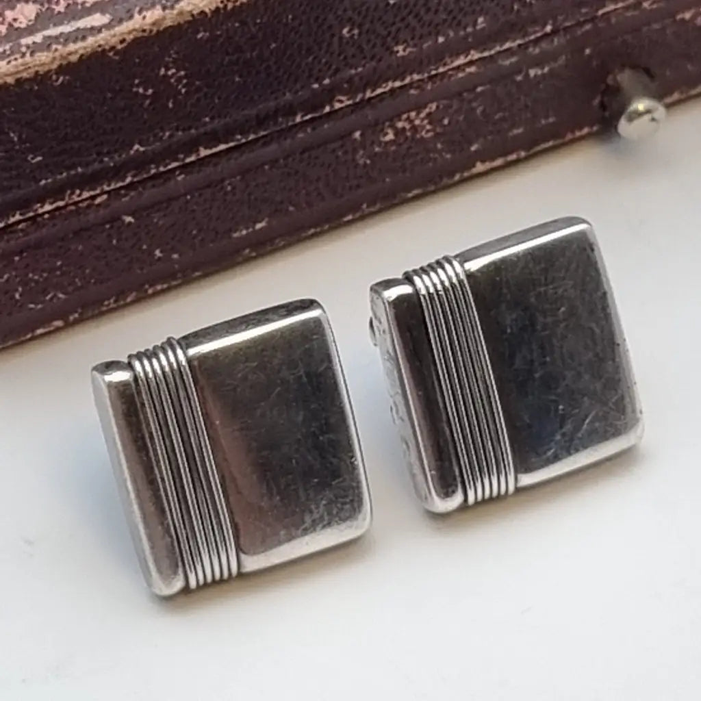 Pendientes de plata cuadrados pendientes hilo vintage