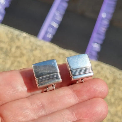 Pendientes de plata cuadrados pendientes hilo vintage