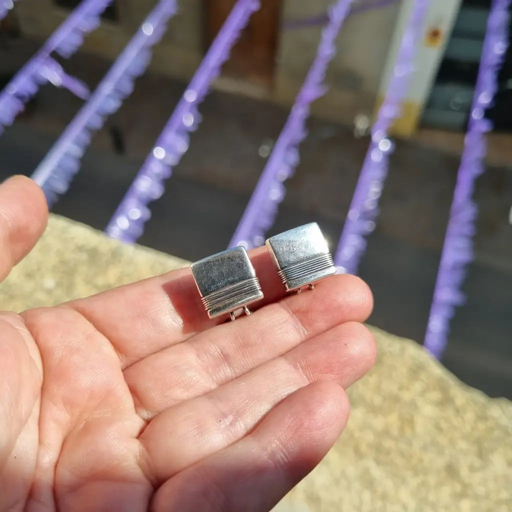 Pendientes de plata cuadrados pendientes hilo vintage