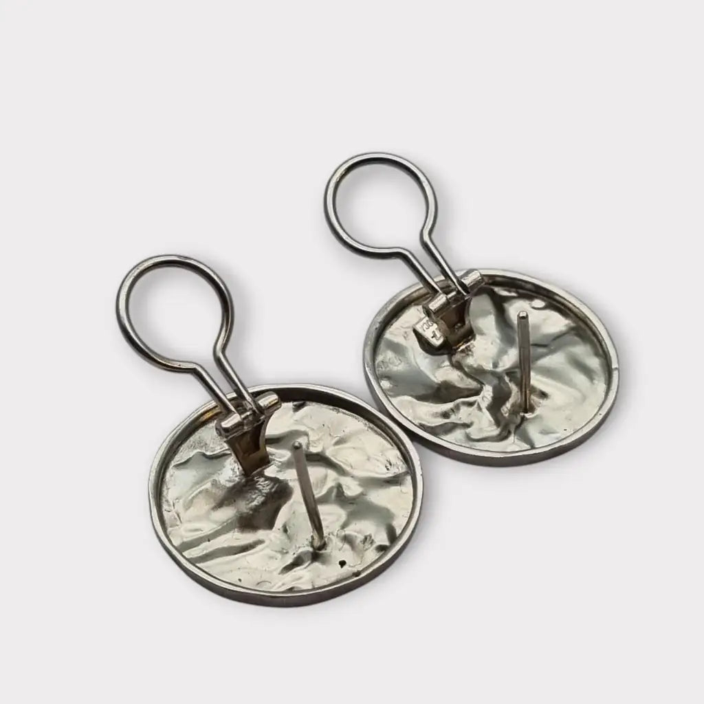 Pendientes de Plata Vintage Joyería J. Roca Textura Martillada Años 90-2000