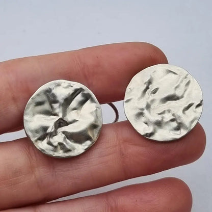 Pendientes de Plata Vintage Joyería J. Roca Textura Martillada Años 90-2000