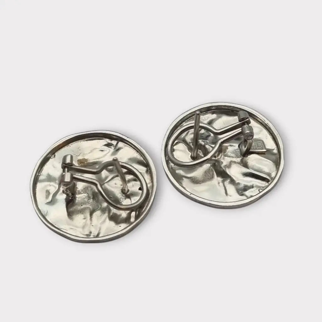 Pendientes de Plata Vintage Joyería J. Roca Textura Martillada Años 90-2000