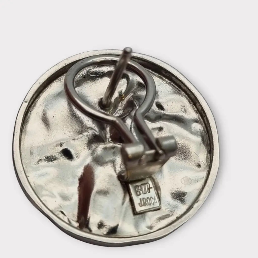 Pendientes de Plata Vintage Joyería J. Roca Textura Martillada Años 90-2000