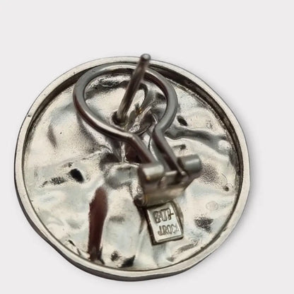 Pendientes de Plata Vintage Joyería J. Roca Textura Martillada Años 90-2000