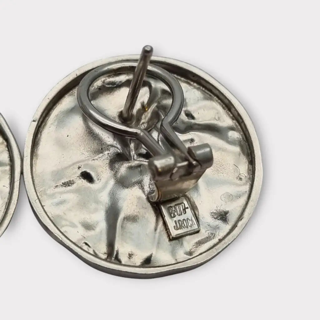 Pendientes de Plata Vintage Joyería J. Roca Textura Martillada Años 90-2000