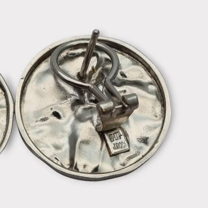 Pendientes de Plata Vintage Joyería J. Roca Textura Martillada Años 90-2000
