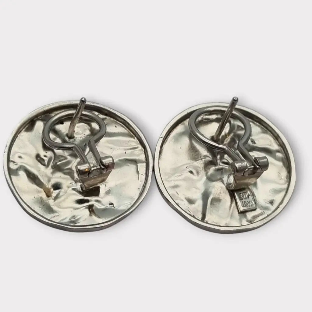 Pendientes de Plata Vintage Joyería J. Roca Textura Martillada Años 90-2000