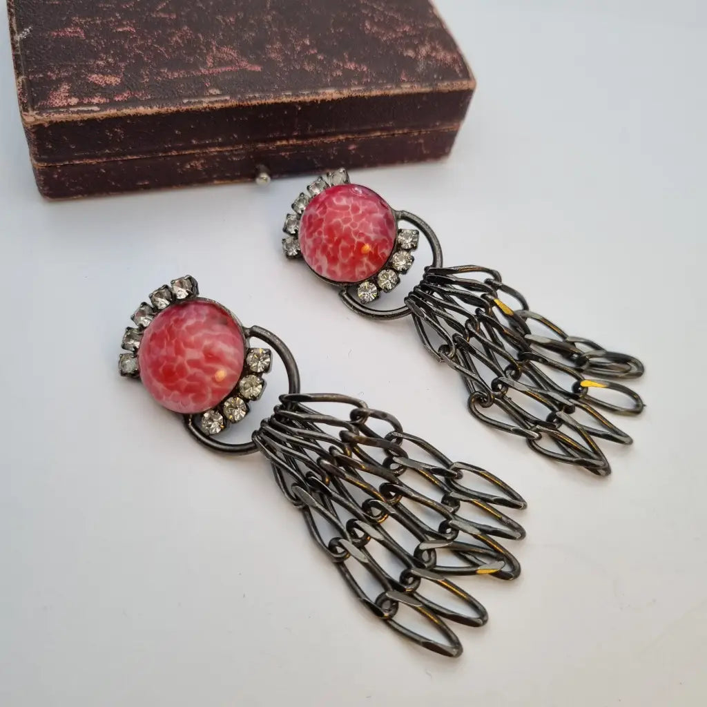 Pendientes rosas vintage pendientes colgantes grandes