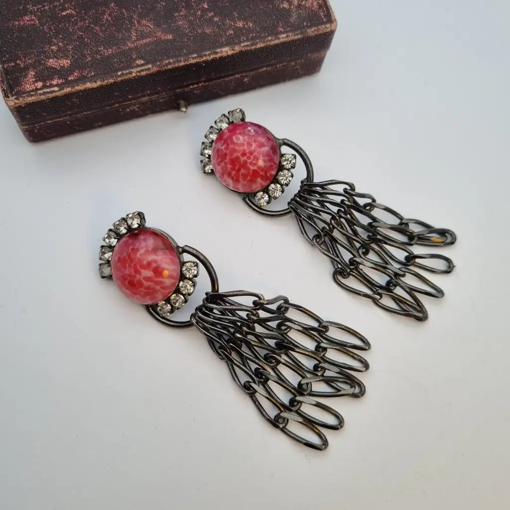 Pendientes rosas vintage pendientes colgantes grandes