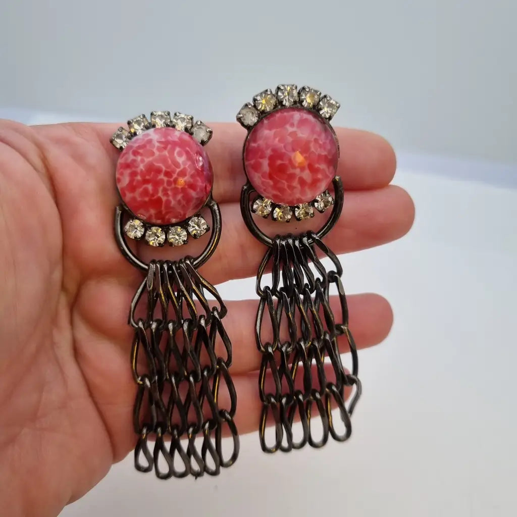 Pendientes rosas vintage pendientes colgantes grandes