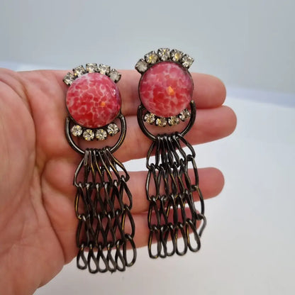 Pendientes rosas vintage pendientes colgantes grandes