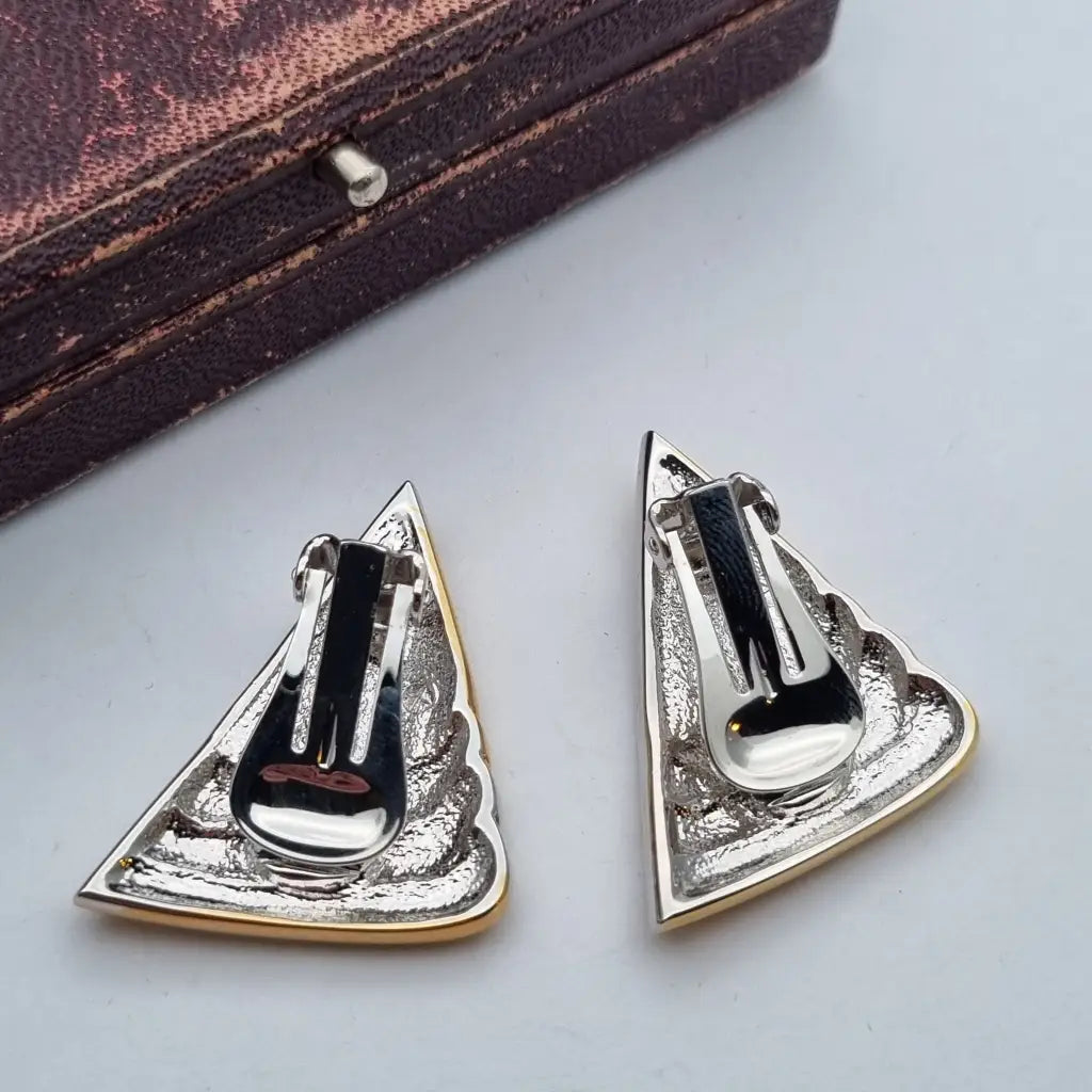 Pendientes triangulares de pedrería blanca con clip joyería moda,