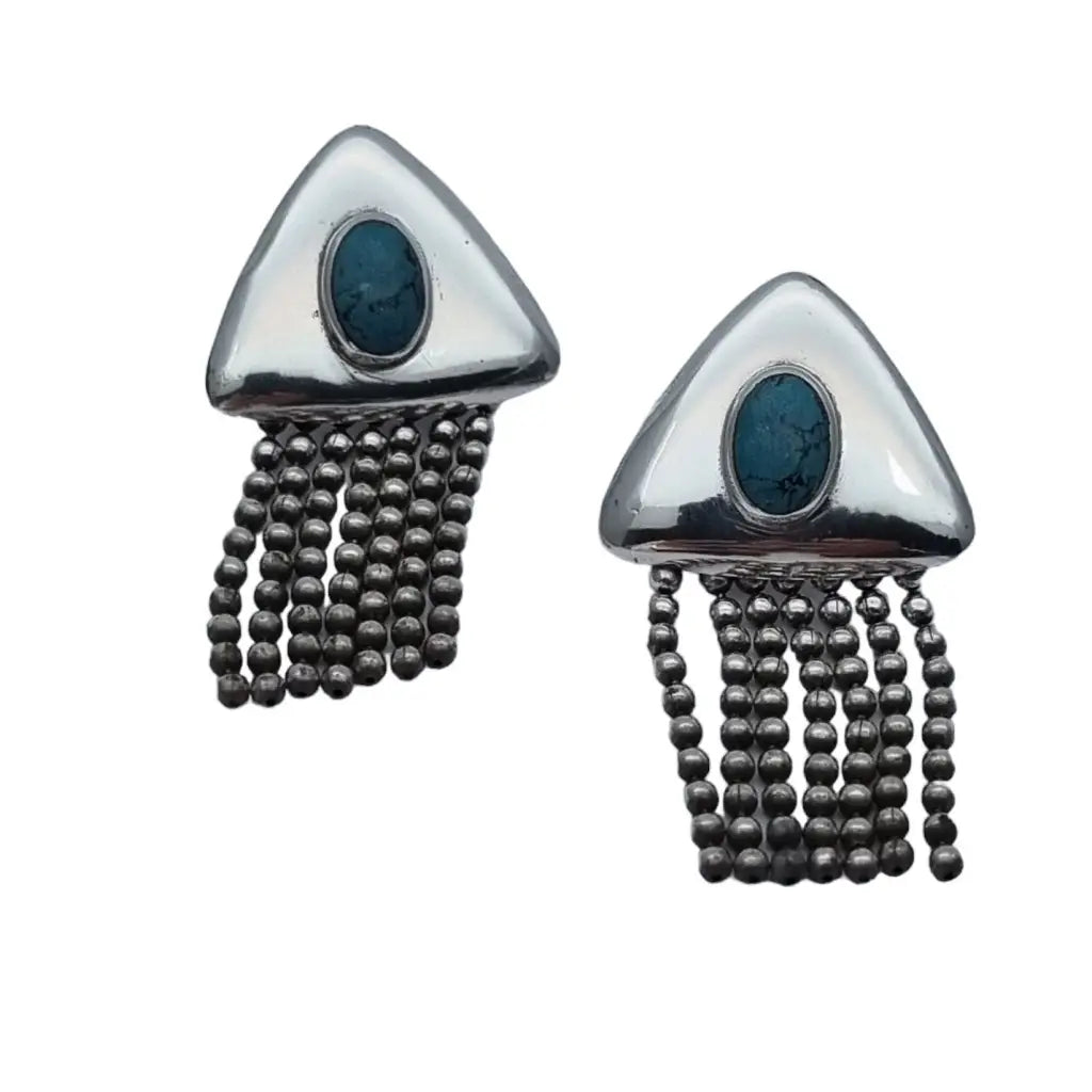 Pendientes triangulares para mujer plata de ley 925 azul turquesa pendientes