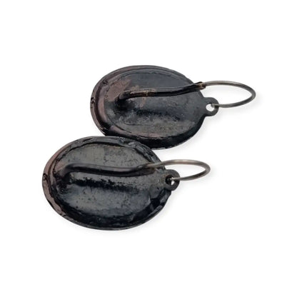 Pendientes Victorianos de camafeo negro en vulcanita joyería luto con cierre