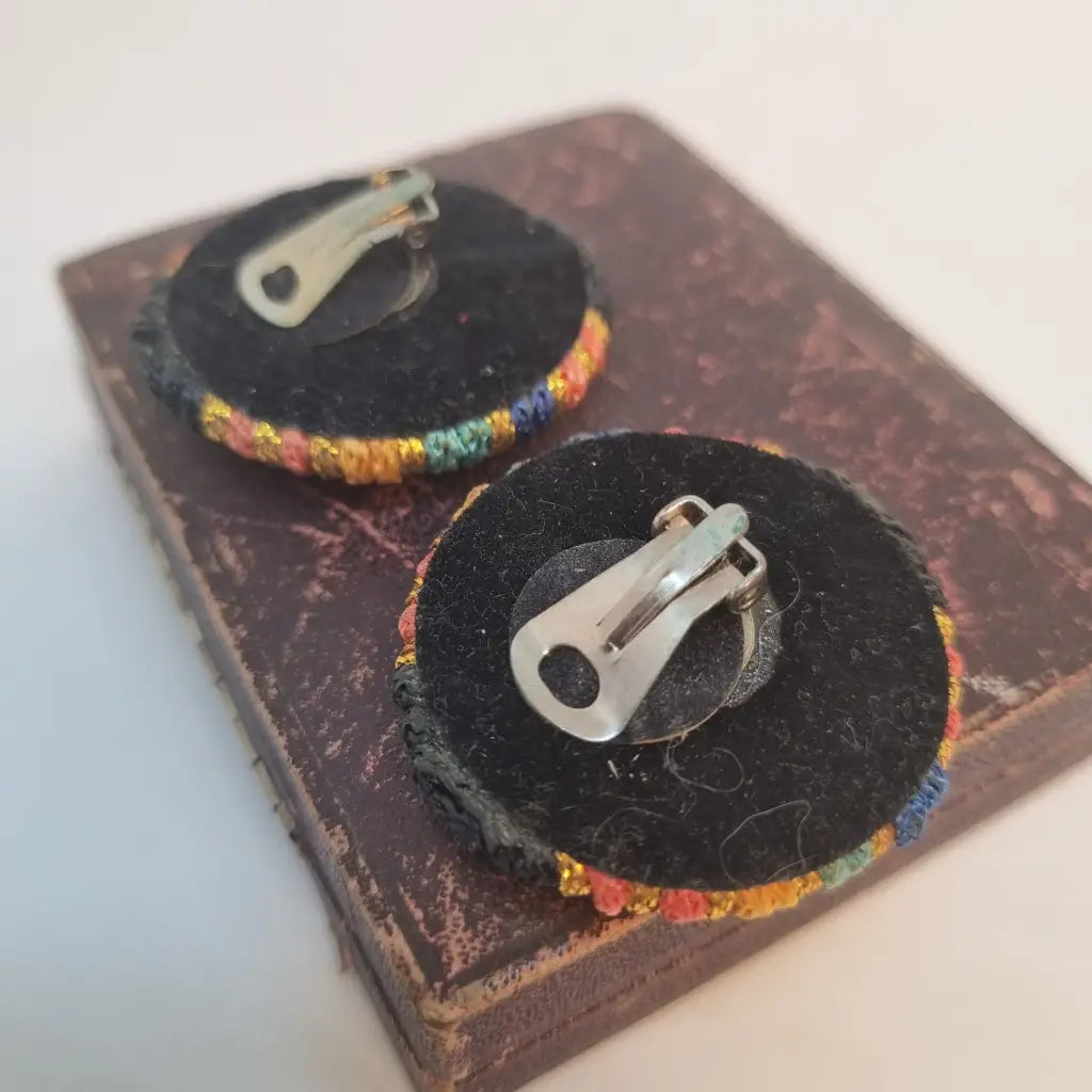 Pendientes vintage grandes pendientes redondos años 80. Joyería vintage.