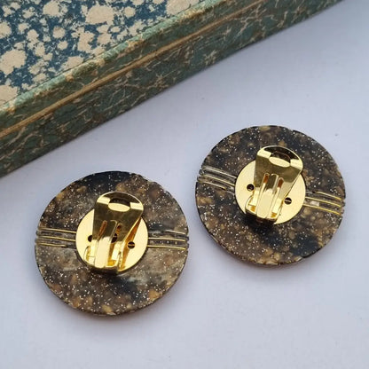 Pendientes vintage nos grandes y redondos de los años 80 marrones dorados,