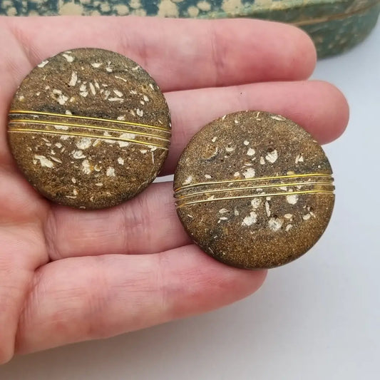 Pendientes vintage NOS grandes y redondos de los años 80 marrones dorados