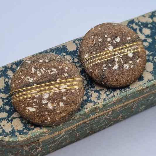 Pendientes vintage NOS grandes y redondos de los años 80 marrones dorados