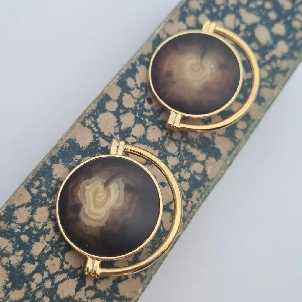 Pendientes vintage NOS grandes y redondos de los años 80 marrones dorados