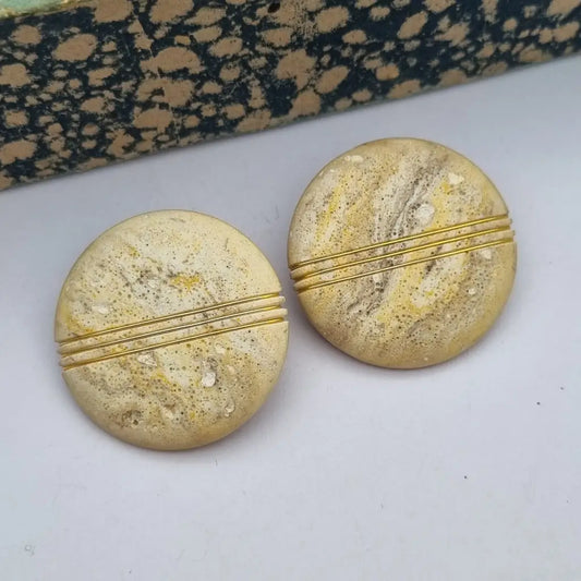 Pendientes vintage NOS grandes y redondos de los años 80 marrones dorados