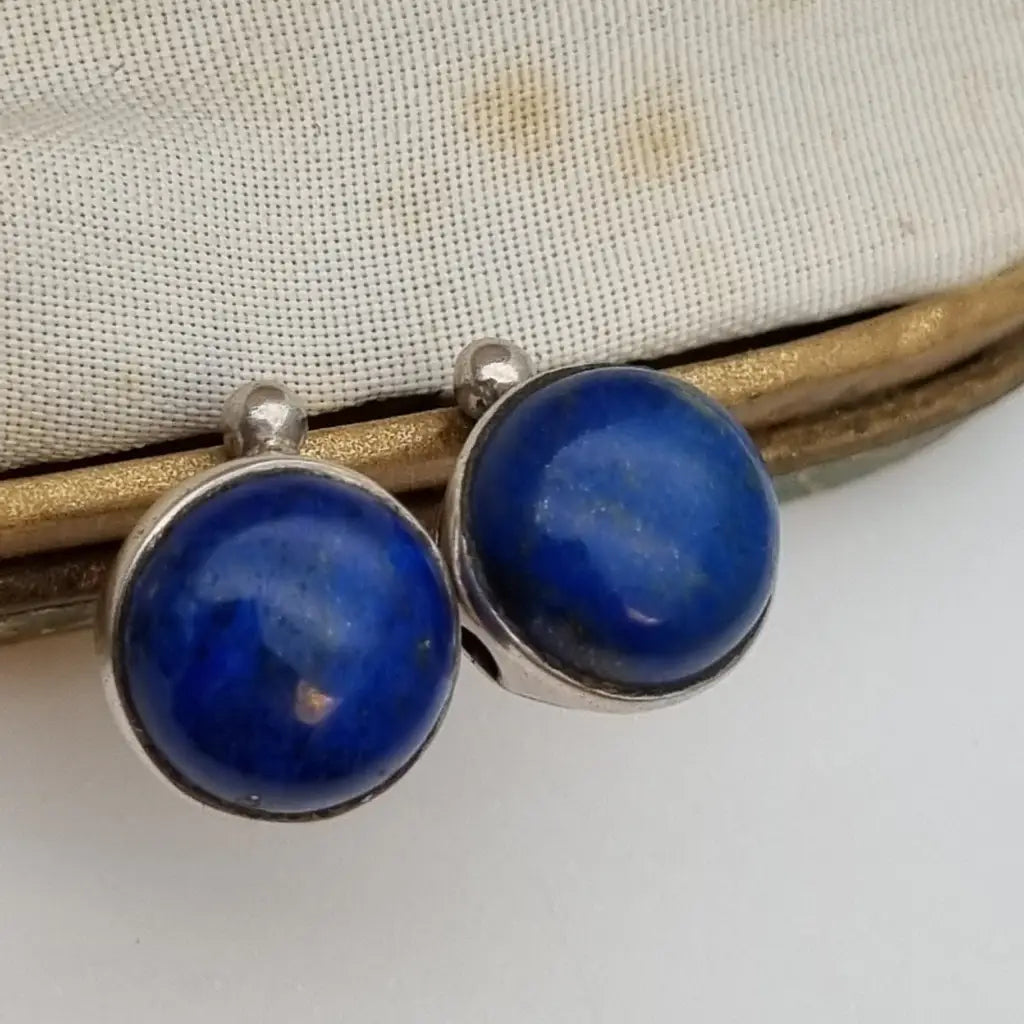 Pendientes vintage de lapislázuli azul. plata. Joyería azul