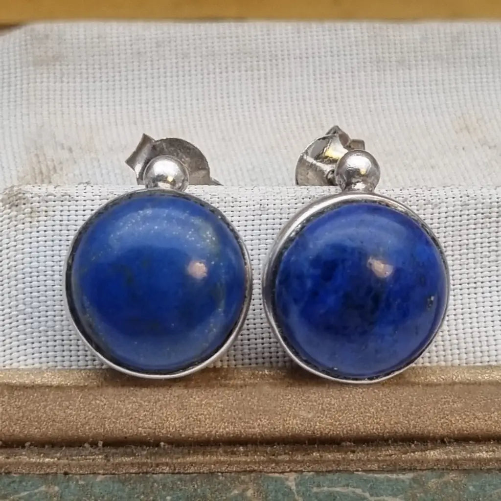 Pendientes vintage de lapislázuli azul. plata. Joyería azul