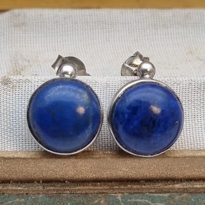 Pendientes vintage de lapislázuli azul. plata. Joyería azul