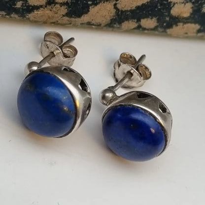Pendientes vintage de lapislázuli azul. plata. Joyería azul