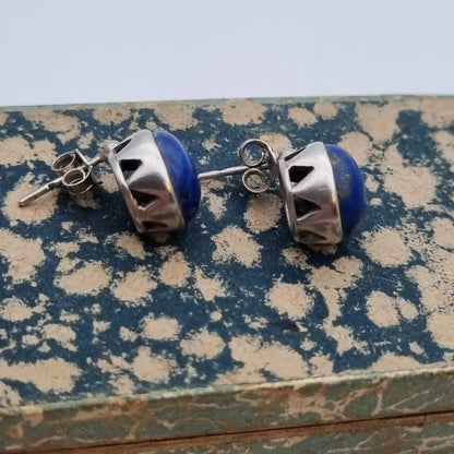 Pendientes vintage de lapislázuli azul. plata. Joyería azul