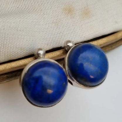 Pendientes vintage de lapislázuli azul. plata. Joyería azul