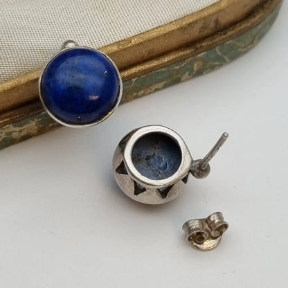 Pendientes vintage de lapislázuli azul. plata. Joyería azul