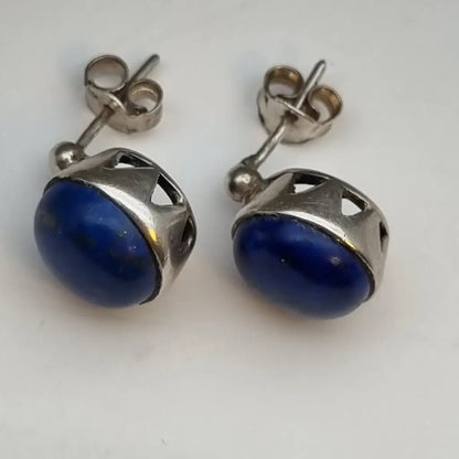 Pendientes vintage de lapislázuli azul. plata. Joyería azul