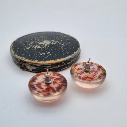 Pendientes vintage de plástico pendientes botón años 60. Joyería vintage.