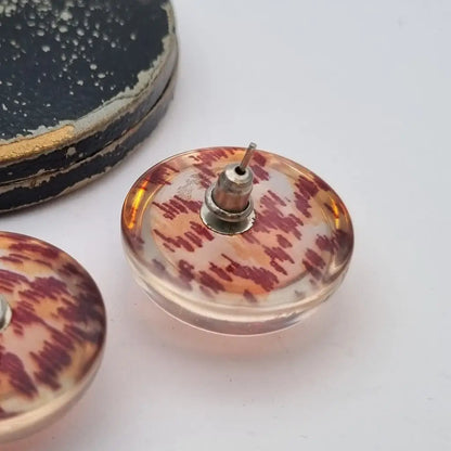 Pendientes vintage de plástico pendientes botón años 60. Joyería vintage.