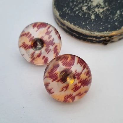 Pendientes vintage de plástico pendientes botón años 60. Joyería vintage.