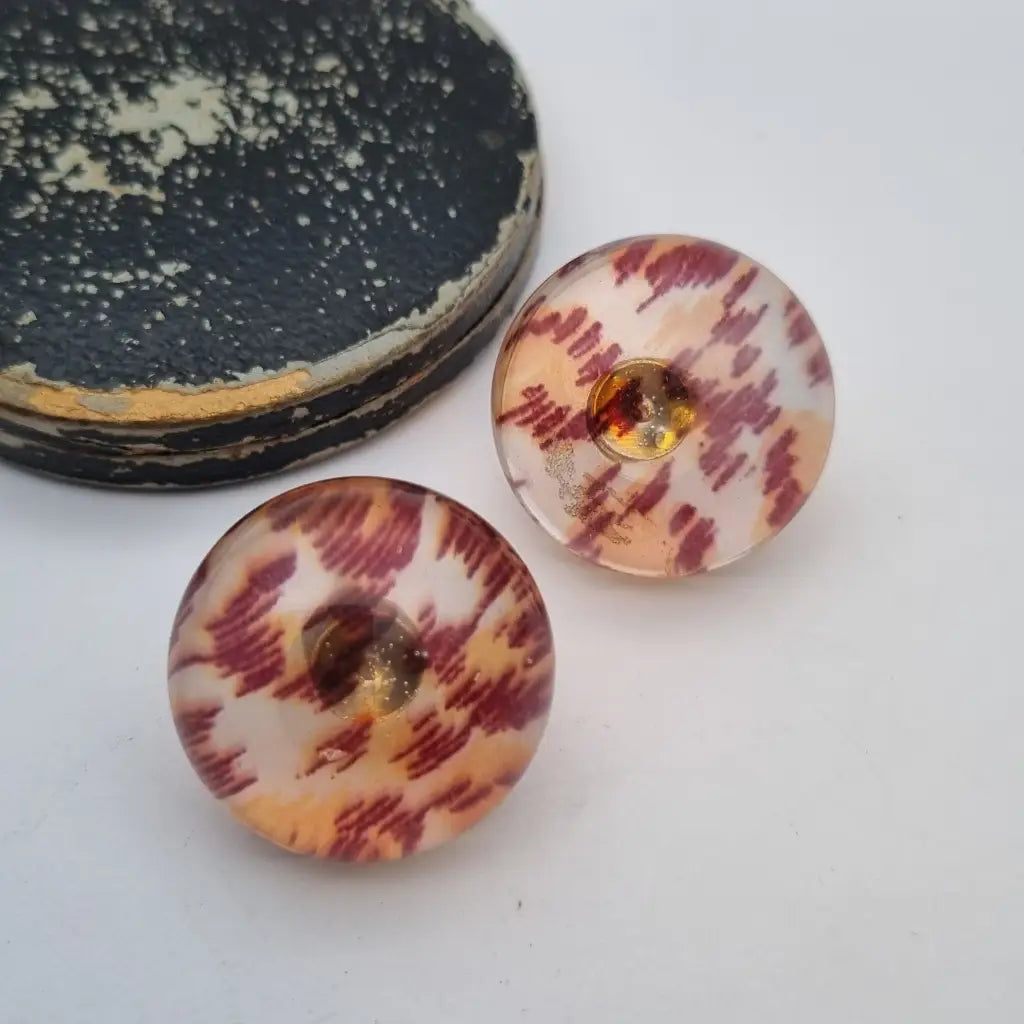 Pendientes vintage de plástico pendientes botón años 60. Joyería vintage.