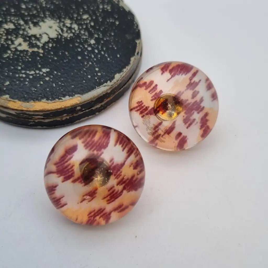 Pendientes vintage de plástico pendientes botón años 60. Joyería vintage.