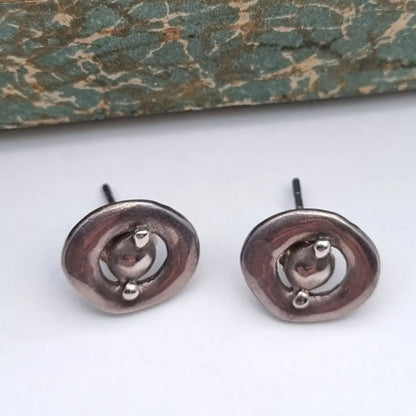 Pendientes vintage de plata. redondos. bohemios