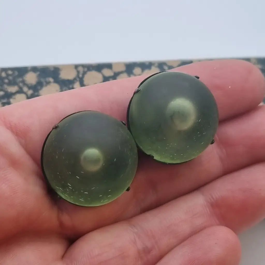 Pendientes vintage NOS pendientes redondos verdes años 80