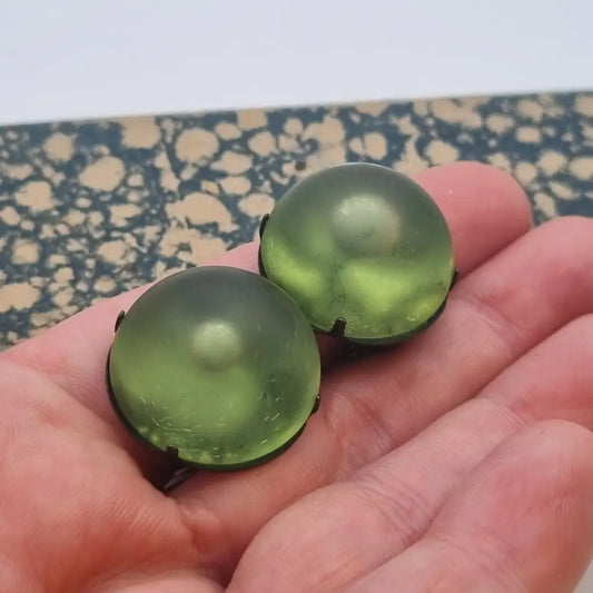 Pendientes vintage NOS pendientes redondos verdes años 80