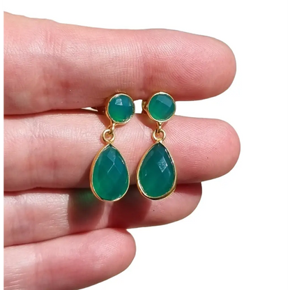 Pendientes de ónix verde pendientes oro colgantes boho